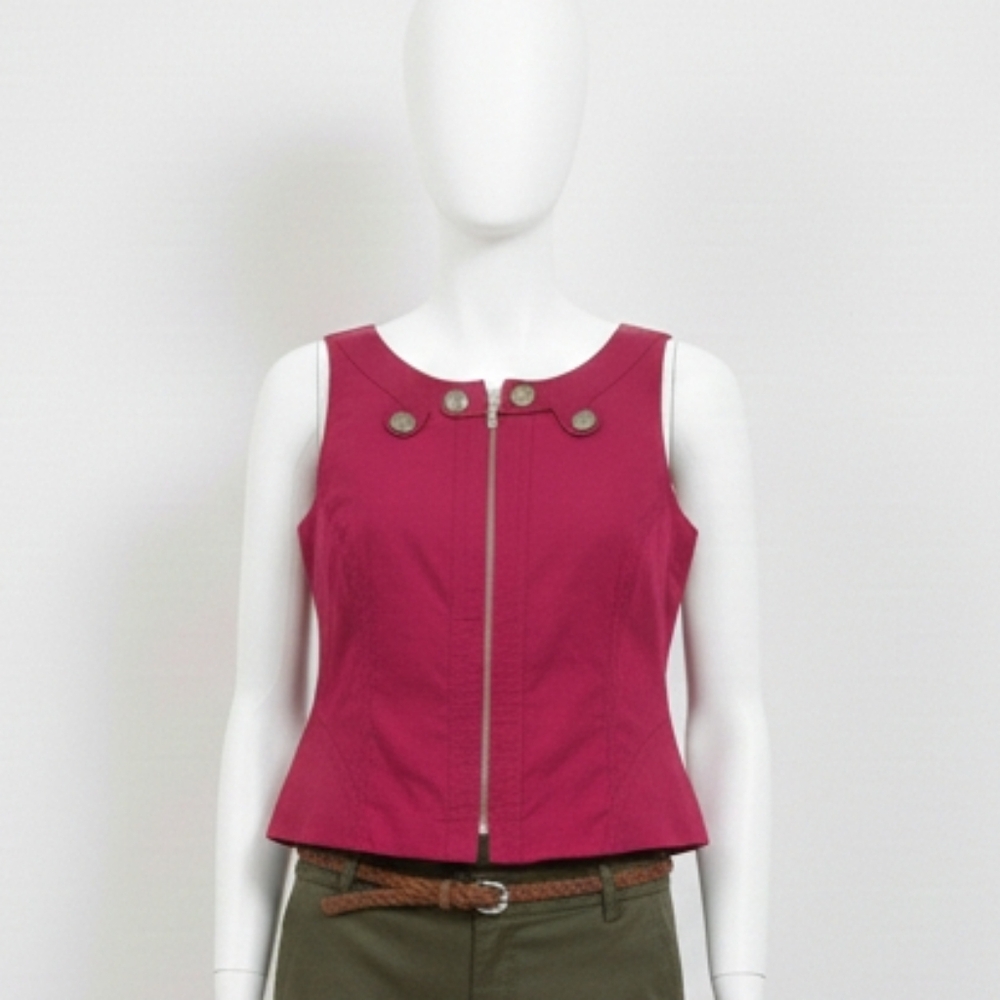 Karen Millen Zip Up Pink Sleeveless Top Sz 12
